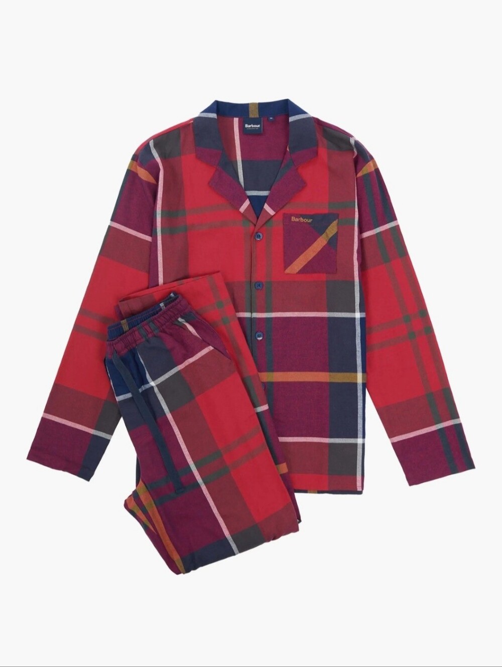 Barbour Plaid Large Scale Laith Pajama Set Long Sleeve Cotton Men's Size M